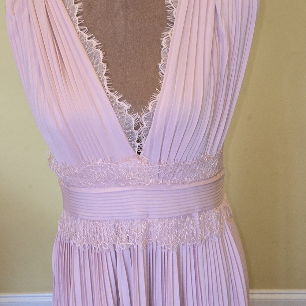 ASOS Blush Maxi Dress Pink Maternity Dress With Lace Trim And Two Front Splits - Picture 3 of 11